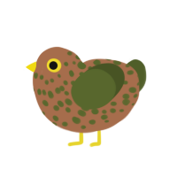 Hopper, a brown and olive chicken with a speckle pattern