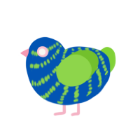 lil peacock, a ultramarine and grass chicken with a bar pattern