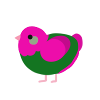(unnamed), a leaf and fuchsia chicken with a head pattern