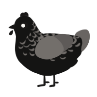 CUTMYLIFEINTOPIECES, a black and grey chicken with a half-lace pattern