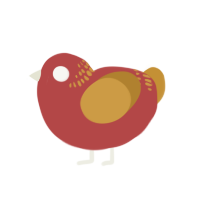 Aubbie, a red and gold chicken with a neck-band pattern