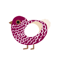 wine, a maroon and cream chicken with a lace pattern