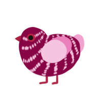 (unnamed), a maroon and pink chicken with a bar pattern