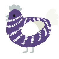 A overcast and white chicken with a bar pattern