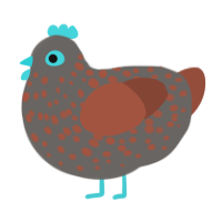 A grey and russet chicken with a speckle pattern