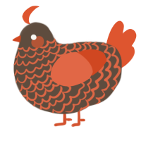 A bark and vermilion chicken with a lace pattern