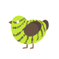 Lemon Drop, a lime and bark chicken with a bar pattern