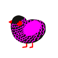 ALT, a black and plum chicken with a lace pattern