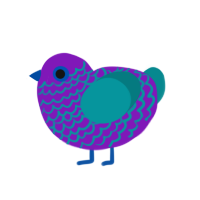 Vaporwave, a violet and teal chicken with a lace pattern