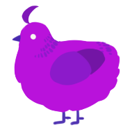 A amethyst and violet chicken with a neck-band pattern
