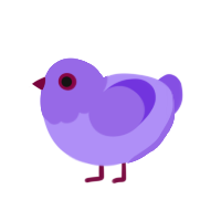 A lilac and blurple chicken with a head pattern