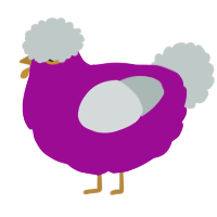 A plum and silver chicken