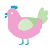 A pink and gluppy chicken