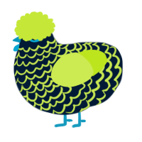 A tumblr and lime chicken with a lace pattern