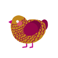 Marigold, a ochre and maroon chicken with a lace pattern