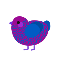 zw, a plum and ultramarine chicken with a lace pattern