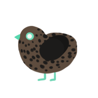 Mippie, a bark and sable chicken with a speckle pattern