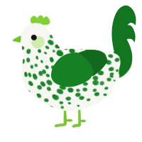 mould, a white and leaf chicken with a speckle pattern
