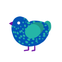 Whitney, a ultramarine and turquoise chicken with a speckle pattern