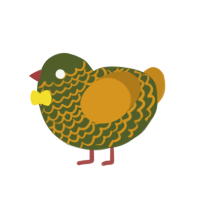 Lemon-Lime, a olive and ochre chicken with a lace pattern