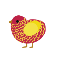 year of the chicken, a crimson and yellow chicken with a lace pattern