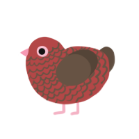 A red and bark chicken with a lace pattern
