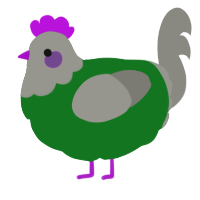 A leaf and ash chicken with a head pattern