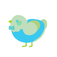 A aqua and lemon chicken with a head pattern