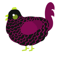 A black and wine chicken with a lace pattern