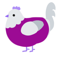 clear, a plum and mist chicken with a head pattern