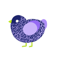 Aquila, a navy and lilac chicken with a double-lace pattern