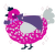 A fuchsia and silver chicken with a speckle pattern