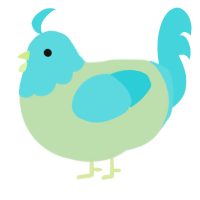 Minthe, a gluppy and aqua chicken with a head pattern