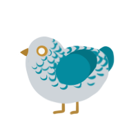 A mist and aqua chicken with a half-lace pattern