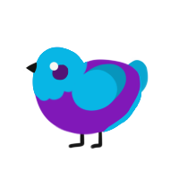 A violet and cerulean chicken with a head pattern