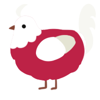 birthday bash 3, a crimson and white chicken with a head pattern
