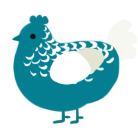 A sea and white chicken with a half-lace pattern