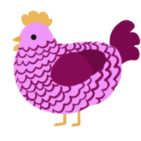 A lavender and wine chicken with a lace pattern