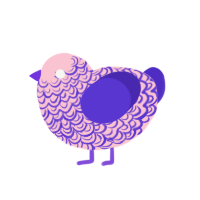 A rose and indigo chicken with a double-lace pattern