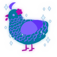 A sea and blurple chicken with a lace pattern