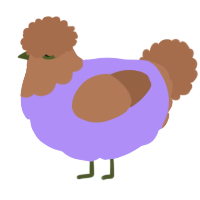 A lilac and brown chicken with a head pattern