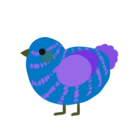 A sapphire and blurple chicken with a bar pattern