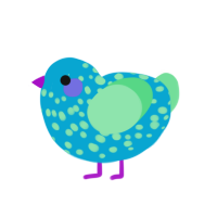 Spotty, a cerulean and spring chicken with a speckle pattern