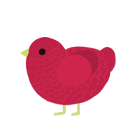 A crimson chicken with a lace pattern