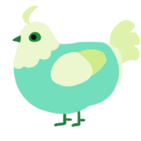 A mint and apple chicken with a head pattern