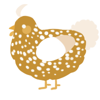 A gold and cream chicken with a speckle pattern
