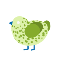 A apple and chartreuse chicken with a speckle pattern