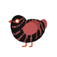 (unnamed), a black and red chicken with a bar pattern