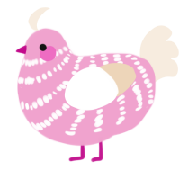 pinkie, a pink and cream chicken with a bar pattern