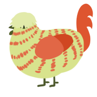 A lemon and vermilion chicken with a bar pattern
